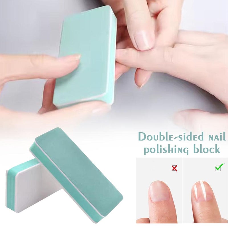 Manicure Tools - Green and White Double-Sided Nail Square Polishing Block for Nail File Polish Grinding Buffer - Image 5